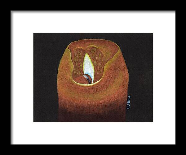 Candle Framed Print featuring the drawing A Single Candle by Katrina Gunn