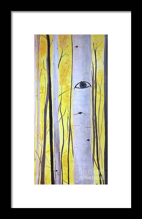 Aspens Framed Print featuring the mixed media A Stand of Aspen by Kate Conaboy