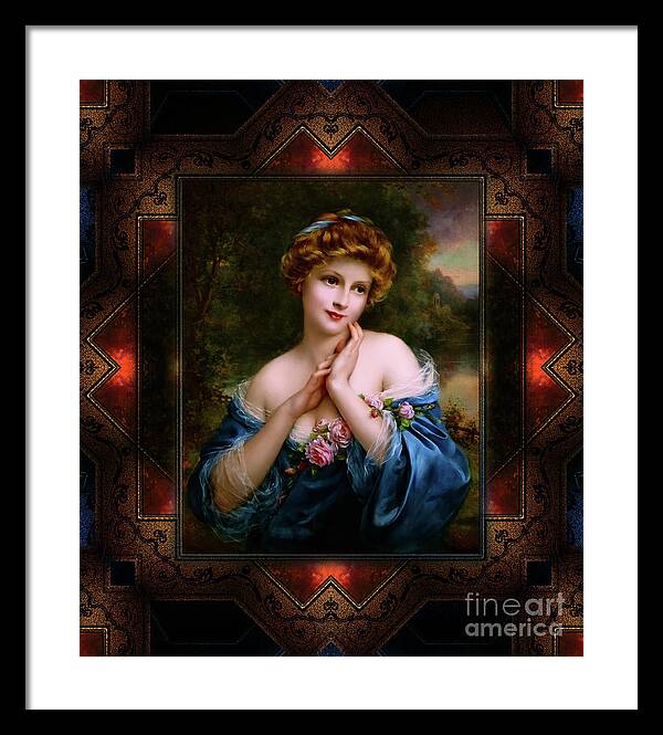 Summer Rose Framed Print featuring the painting A Summer Rose The Golden Peaks by Francois Martin-Kavel Vintage Art Xzendor7 Reproductions by Rolando Burbon