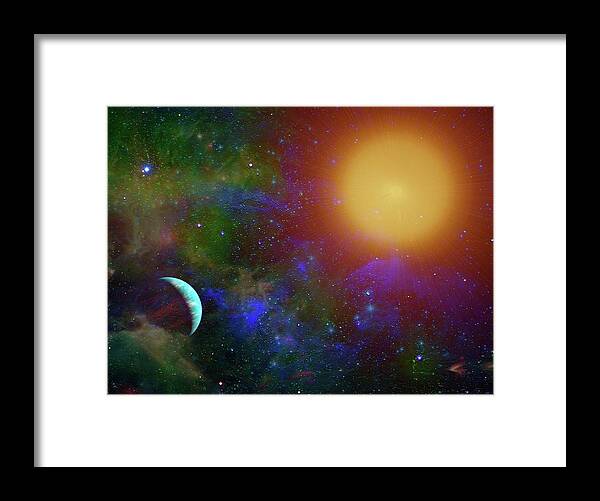  Framed Print featuring the digital art A Sun Going Red Giant by Don White Artdreamer