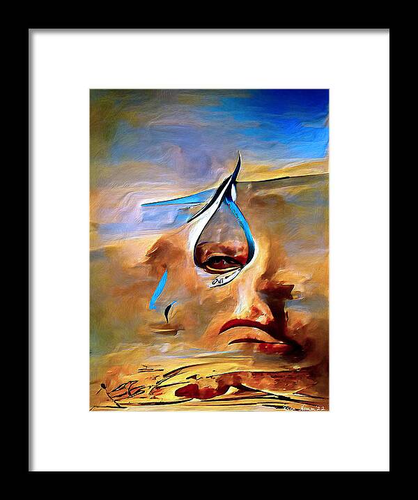  Framed Print featuring the digital art A Tear for Democracy by Rein Nomm