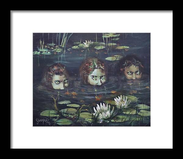 Halloween Framed Print featuring the painting A Trio of Witches by Tom Shropshire