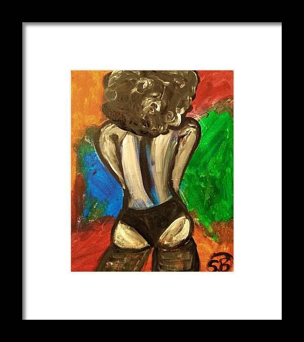Art Color Fun Black Woman Black Woman Art Fun Life Energy Body Color Love African American American Black Artist Framed Print featuring the painting A Vibe by Shemika Bussey
