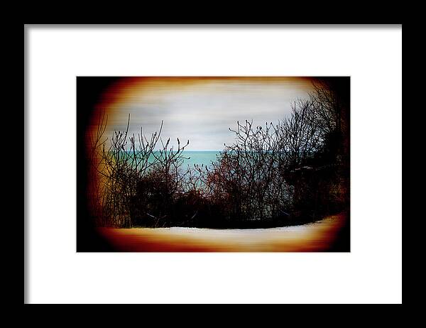Lake Framed Print featuring the photograph A view of the lake through the bushes by Milena Ilieva