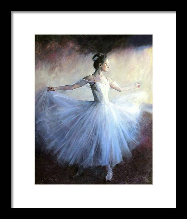 Ballerina Framed Print featuring the painting A Vision in Blue by Anna Rose Bain