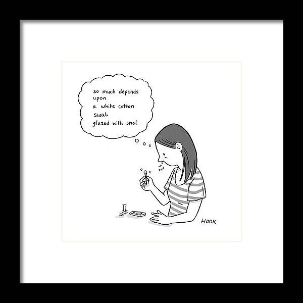 Captionless Framed Print featuring the drawing A White Cotton Swab by Leise Hook
