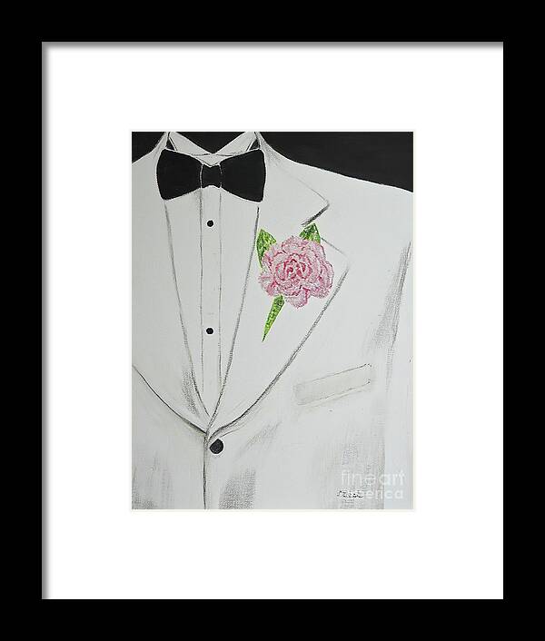 Carnations Framed Print featuring the painting A White Sport Coat and A Pink Carnation by Mary Deal