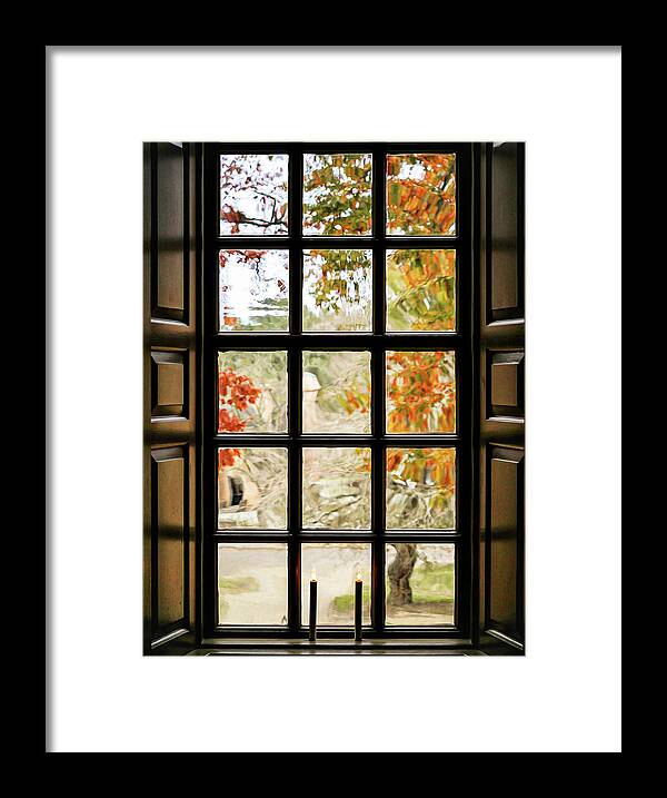 Capitol Framed Print featuring the photograph A Window at the Capitol Autumn Colors - Oil Painting Style by Rachel Morrison
