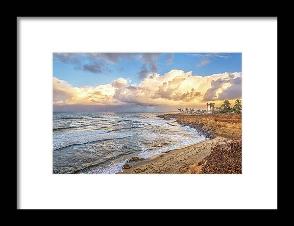 San Diego Framed Print featuring the photograph A Wintry Coastline, Sunset Cliffs Natural Park by Joseph S Giacalone
