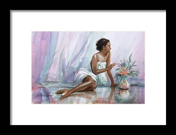 Woman Framed Print featuring the painting A Woman's Touch by Steve Henderson