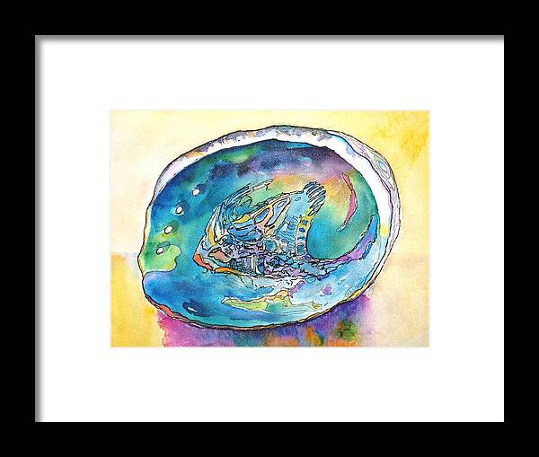 Seashell Framed Print featuring the painting Abalone Shell Tropical Color by Carlin Blahnik CarlinArtWatercolor