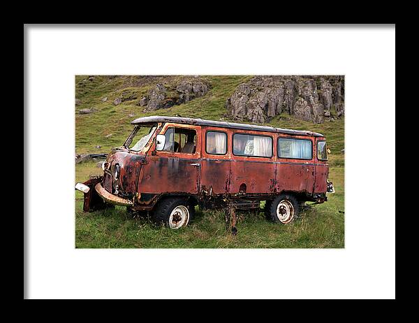 Van Framed Print featuring the photograph Abandoned off road van UAZ-452 in Seydisfjordur by RicardMN Photography