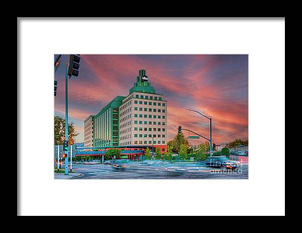 Abc Entertainment Hq Framed Print featuring the photograph Magic Hour Sunset ABC Burbank by David Zanzinger
