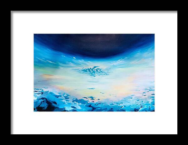 Above Framed Print featuring the painting Above the Clouds by Merana Cadorette