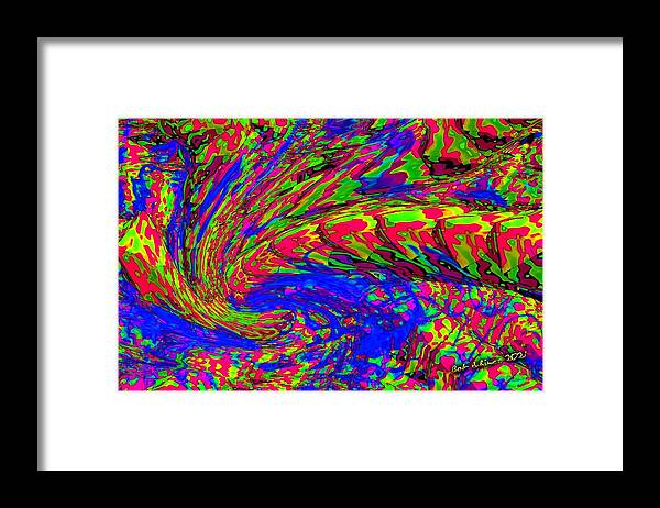 Abstract Blue Red Yellow Framed Print featuring the digital art Abstract 1051 by Bob Shimer