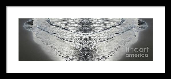 Sea Water Framed Print featuring the digital art Silver waves on the beach, sea water meets symmetry by Adriana Mueller
