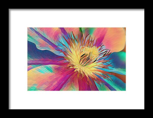 Clematis Framed Print featuring the digital art Abstract Clematis by Bill Barber