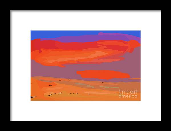 Abstract-sunset Framed Print featuring the digital art Abstract Coastal Sunset by Kirt Tisdale