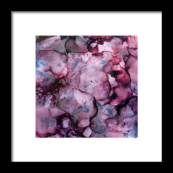 Abstract Framed Print featuring the digital art Abstract Dark Blue Pink Ink Liquid by Sambel Pedes