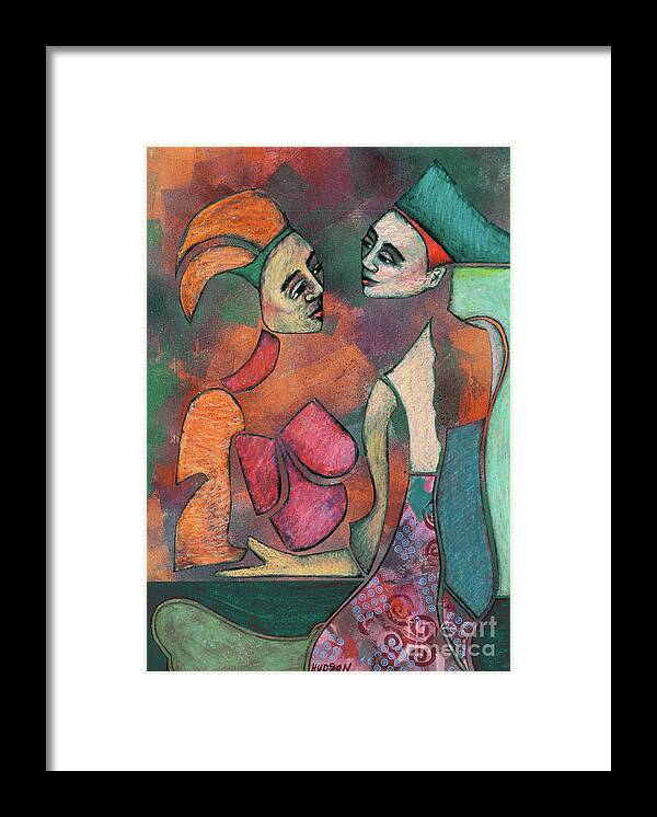 Abstract Framed Print featuring the painting abstract figures paintings - Cirque by Sharon Hudson