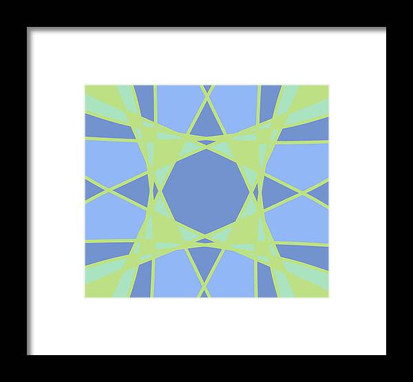 Home Decor Framed Print featuring the digital art Abstract Flower - Modern Design Pattern in Blue and Green by Patricia Awapara