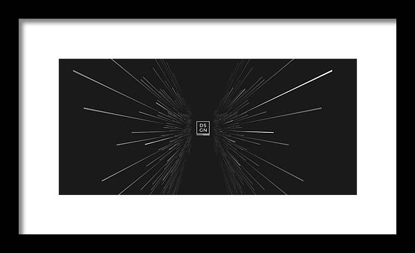 Panoramic Framed Print featuring the drawing Abstract geometric centric motion pattern with dynamic lines background. by Benjamin Toth