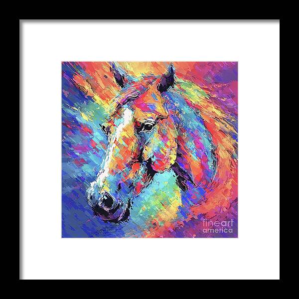 Abstract Framed Print featuring the digital art Abstract Horse Portrait - 01931 by Philip Preston