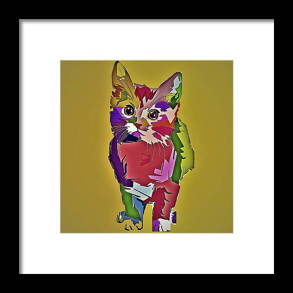Cat Framed Print featuring the mixed media Abstract Kitten by Julie Grace