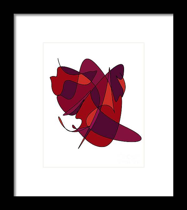 Abstract Framed Print featuring the digital art Abstract Lines And Curves In Red by Kirt Tisdale