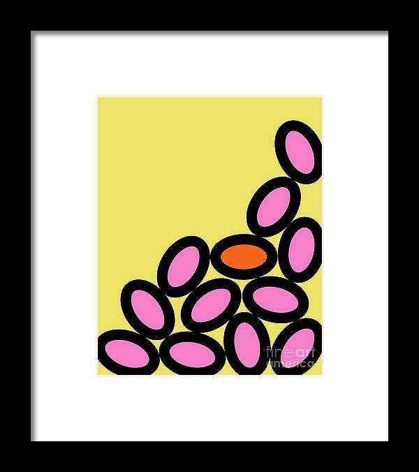 Abstract Framed Print featuring the digital art Abstract Ovals on Yellow by Donna Mibus