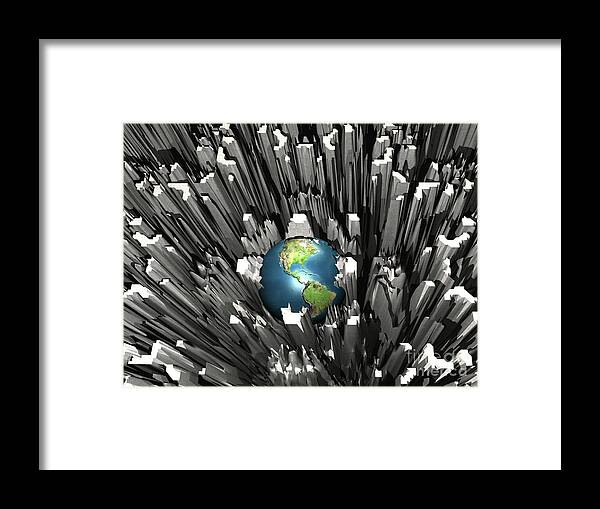Earth Framed Print featuring the digital art Abstract Planet Earth by Phil Perkins