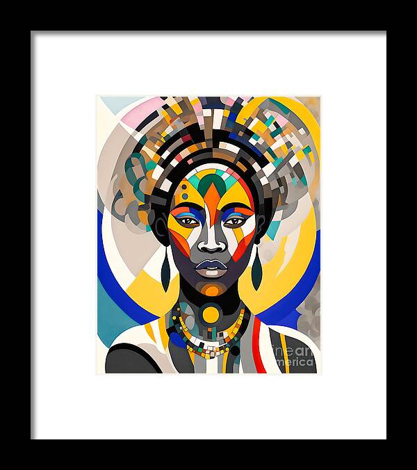 Abstract Framed Print featuring the digital art Abstract Portrait - African 3 by Philip Preston
