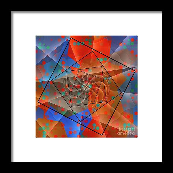 Square Framed Print featuring the digital art Abstract Spiral 1 - Red Blue by Philip Preston