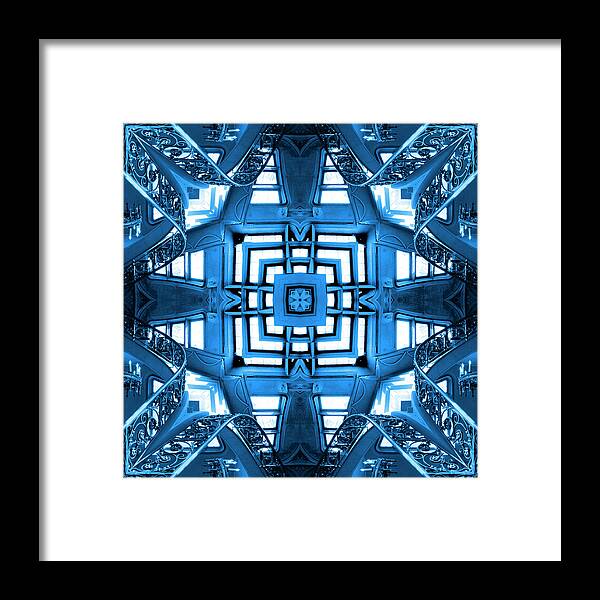 Abstract Stairs Framed Print featuring the photograph Abstract Stairs 5 in Blue by Mike McGlothlen