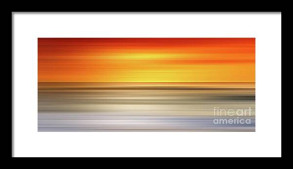Abstract Pano Framed Print featuring the digital art Abstract sunset colors over a seascape by Stefano Senise