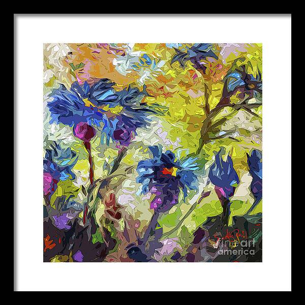 Abstract Art Framed Print featuring the mixed media Abstract Thistles Floral Art by Ginette Callaway