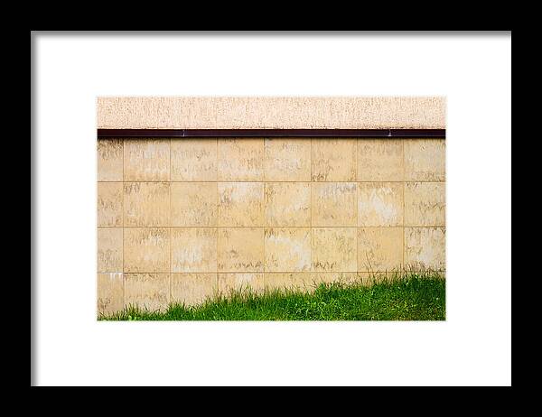 Grass Framed Print featuring the photograph Abstract urban brown tile wall by Wylius