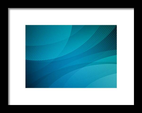 Curve Framed Print featuring the drawing Abstract wavey blue pattern background by Enjoynz