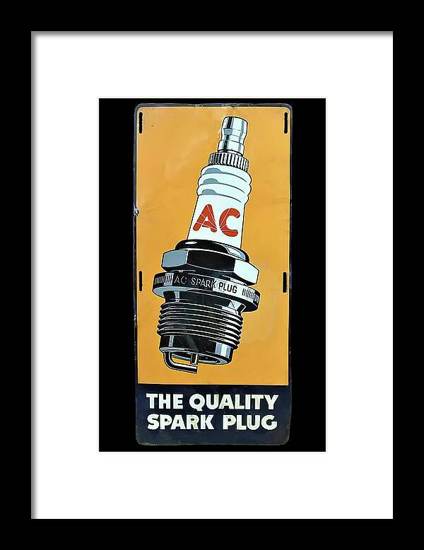 Ac Delco Framed Print featuring the photograph AC Delco Vintage Spark plug sign by Flees Photos