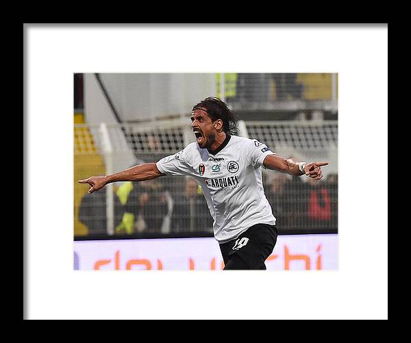 People Framed Print featuring the photograph AC Spezia v Hellas Verona FC - Lega Serie B by Giuseppe Bellini