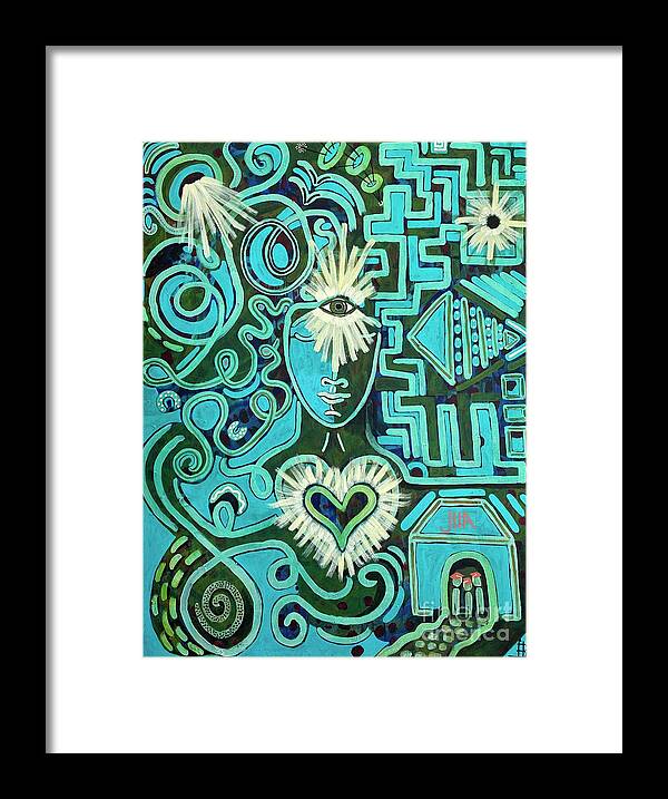 #brain #neuroscience #visions #alignment #brainandheart #heart Framed Print featuring the painting Access by Sylvia Becker-Hill