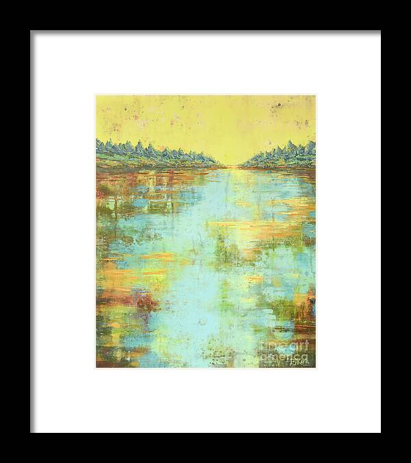 Landscape Framed Print featuring the painting Across the Lake by PJ Kirk