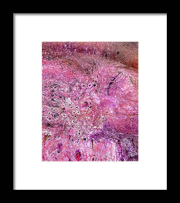 Colorful Framed Print featuring the painting Acrylic Pour III Symphony in pink by David Euler