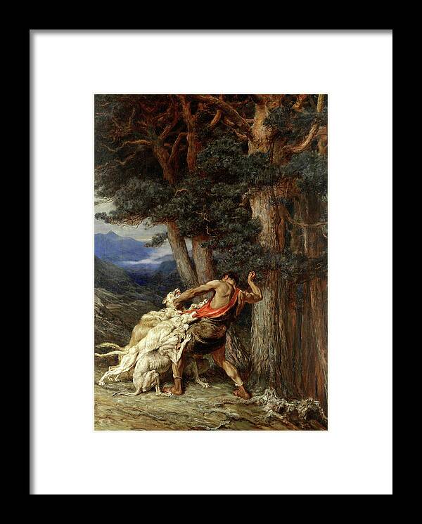 Briton Riviere Framed Print featuring the painting Actaeon by Briton Riviere