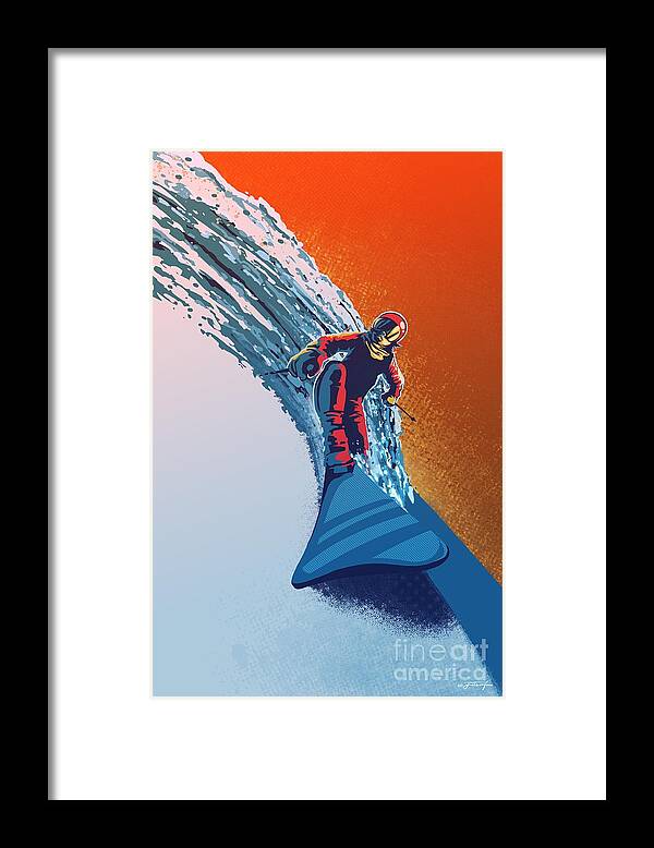 Ski Art Framed Print featuring the painting Addicted to Powder by Sassan Filsoof