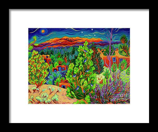 Night Scene Framed Print featuring the painting Adobe Walls of Old by Cathy Carey