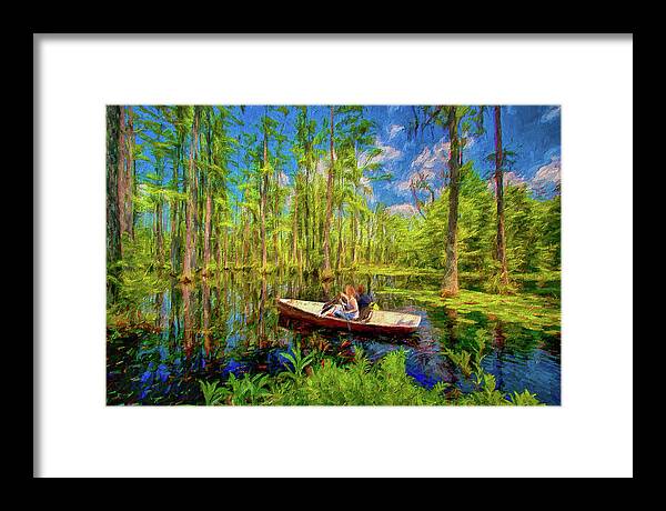 South Carolina Framed Print featuring the painting Adventure in a Cypress Swamp ap by Dan Carmichael