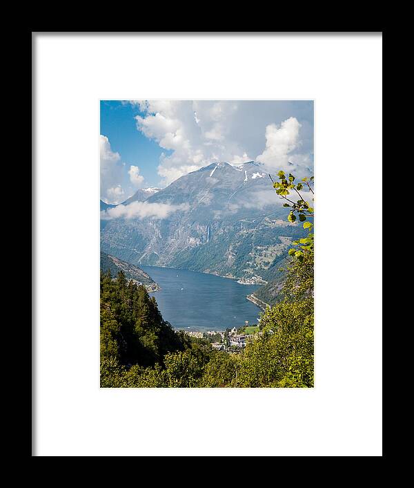 Unesco Framed Print featuring the photograph Aerial Drone Shot of the Majestic Geirangerfjord, Norway Summertime by Morten Falch Sortland