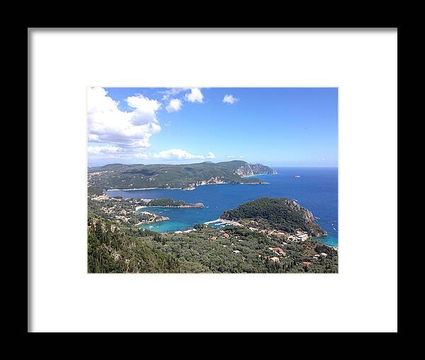Tranquility Framed Print featuring the photograph Aerial view of Greek island by Alex De Benedictis / FOAP