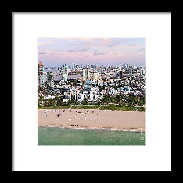 Miami Framed Print featuring the photograph Aerialof Miami Beach and City by Matteo Colombo